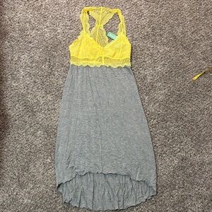 Honeydew Intimates Lace Trim Chemise in Yellow and Gray